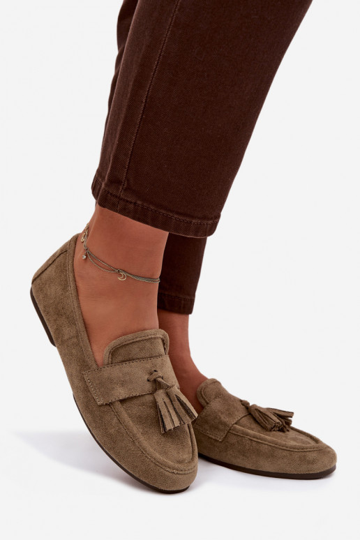 Mokasini da donna con frange color verde