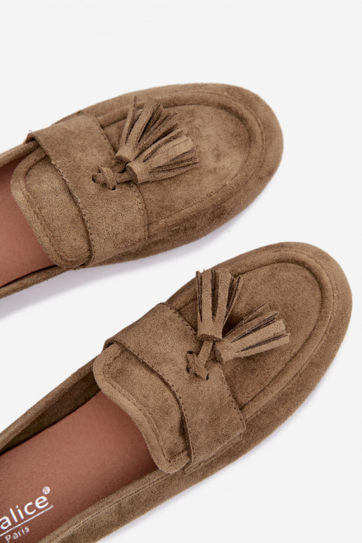 Mokasini da donna con frange color verde