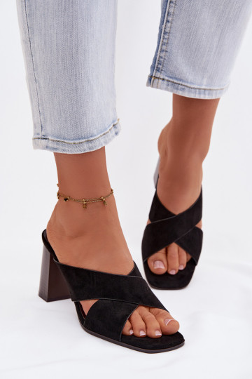Pantofole da donna con tacco nere Denessa 2
