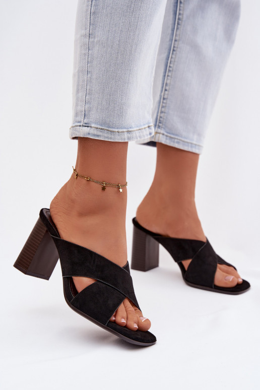 Pantofole da donna con i tacchi colore nero Denessa