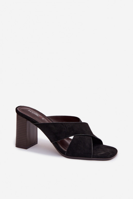 Pantofole da donna con i tacchi colore nero Denessa