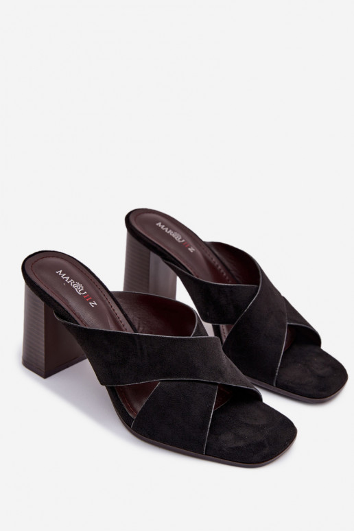 Pantofole da donna con i tacchi colore nero Denessa