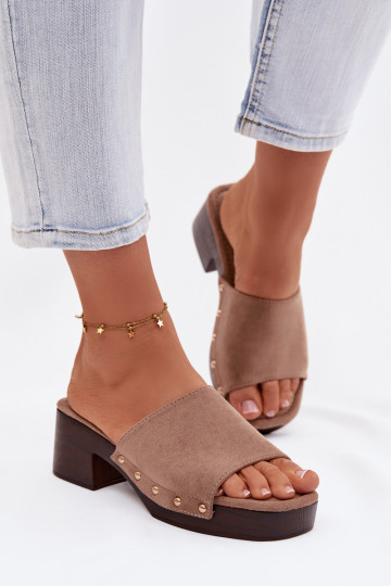 Pantofole da donna Klocke Ze colore doratomi Borchie beige Davessa 2