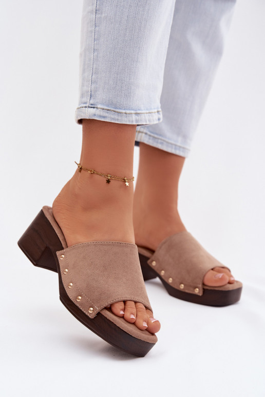 Pantofole da donna Klocke Ze colore doratomi Borchie beige Davessa