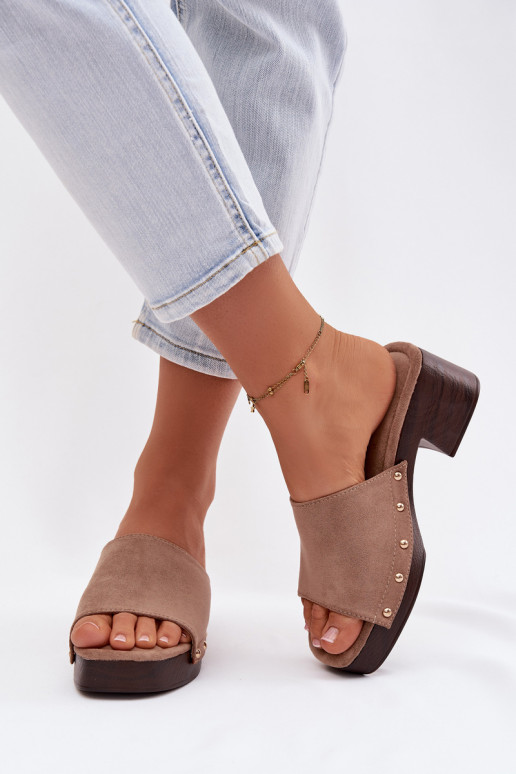 Pantofole da donna Klocke Ze colore doratomi Borchie beige Davessa