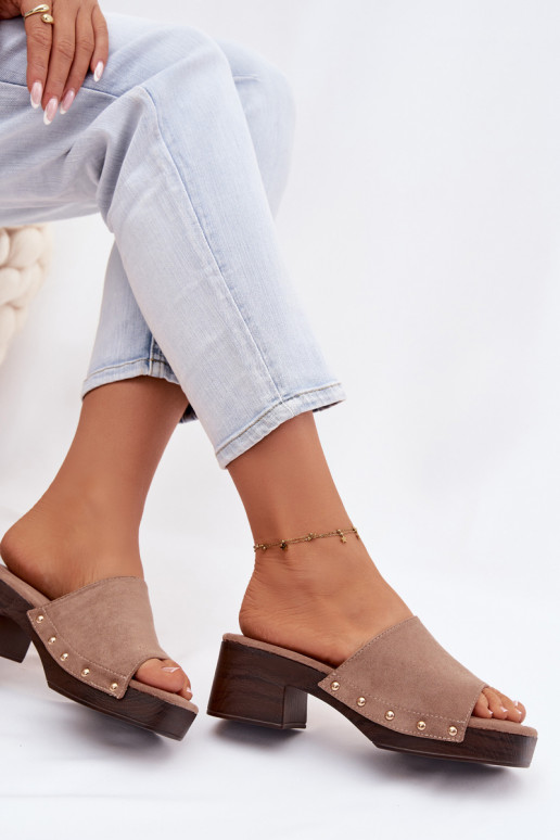 Pantofole da donna Klocke Ze colore doratomi Borchie beige Davessa