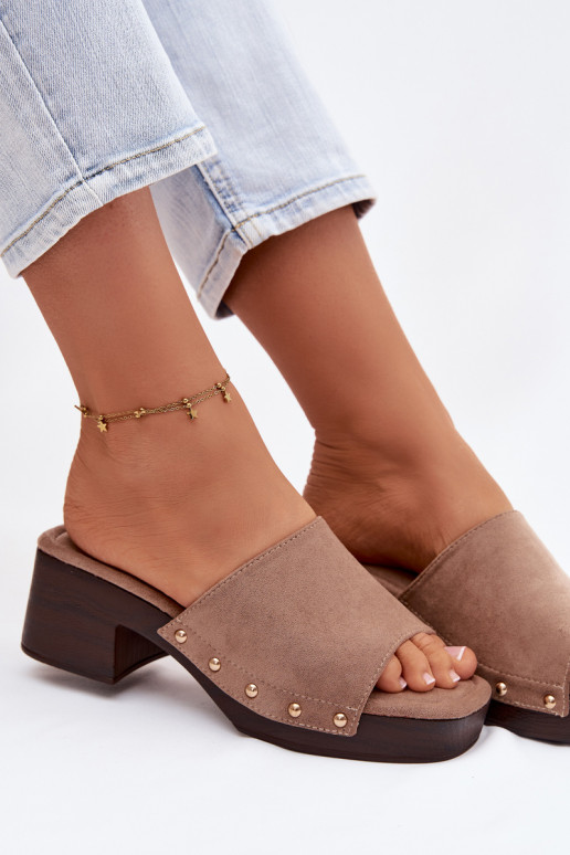 Pantofole da donna Klocke Ze colore doratomi Borchie beige Davessa