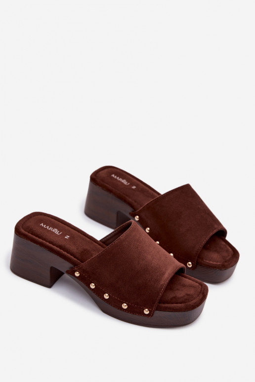 Pantofole da donna Klocke Ze colore doratomi Borchie CzekoladoAe Davessa