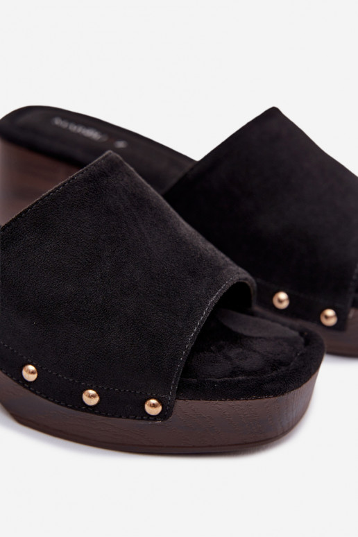 Pantofole da donna Klocke Ze colore doratomi Borchie colore nero Davessa