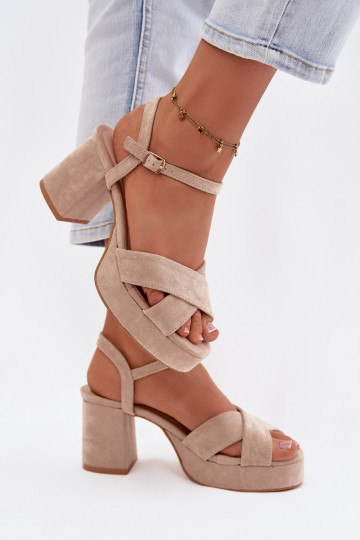 Sandali con tacco alto da donna beige Janelia