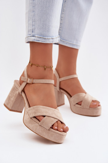Sandali con tacco alto da donna beige Janelia 2