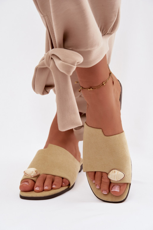 Pantofole Appartamento delle donne Con decorazioni Detalem in ecopelle scamosciataoAe colore giallo Selavine