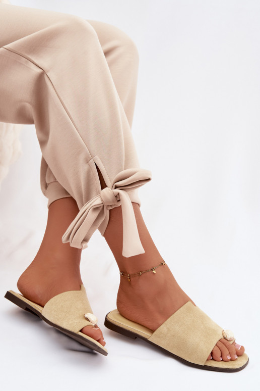 Pantofole Appartamento delle donne Con decorazioni Detalem in ecopelle scamosciataoAe colore giallo Selavine