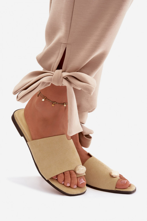 Pantofole Appartamento delle donne Con decorazioni Detalem in ecopelle scamosciataoAe colore giallo Selavine