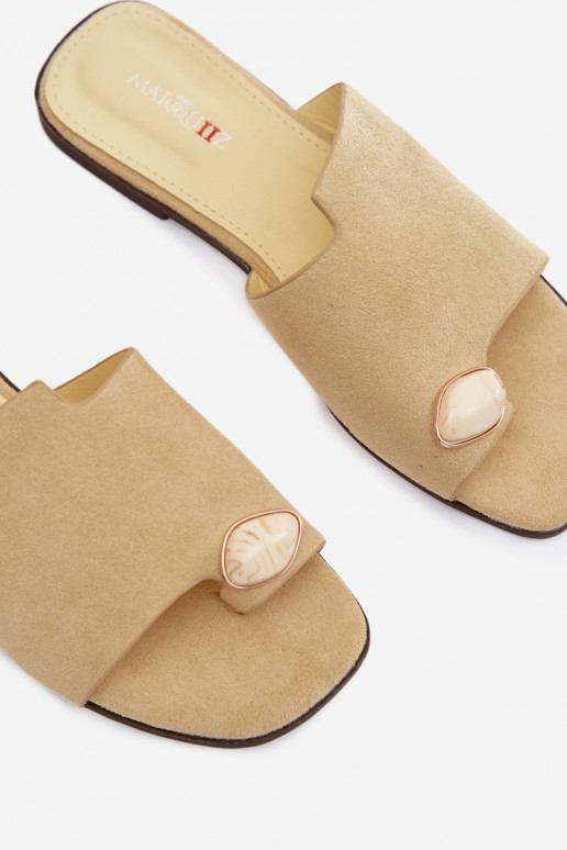 Pantofole Appartamento delle donne Con decorazioni Detalem in ecopelle scamosciataoAe colore giallo Selavine