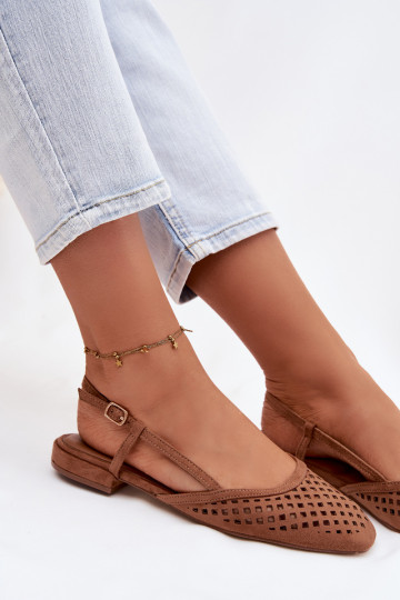 Ballerine traforatein ecopelle scamosciatau colore marrone Farivelle