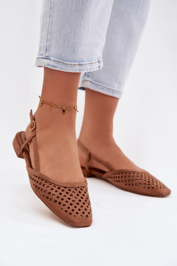 Ballerine traforatein ecopelle scamosciatau colore marrone Farivelle 2