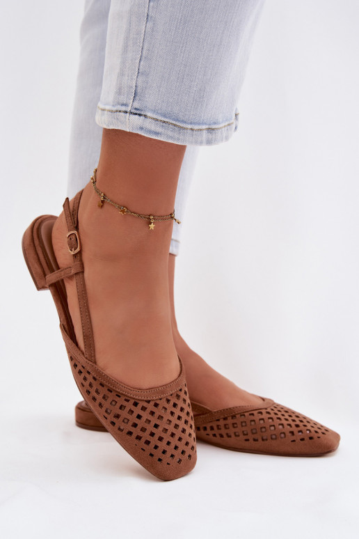 Ballerine traforatein ecopelle scamosciatau colore marrone Farivelle