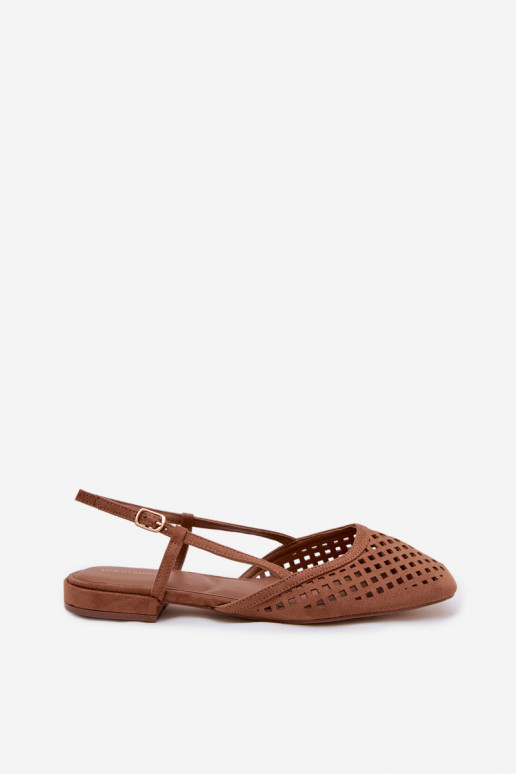 Ballerine traforatein ecopelle scamosciatau colore marrone Farivelle