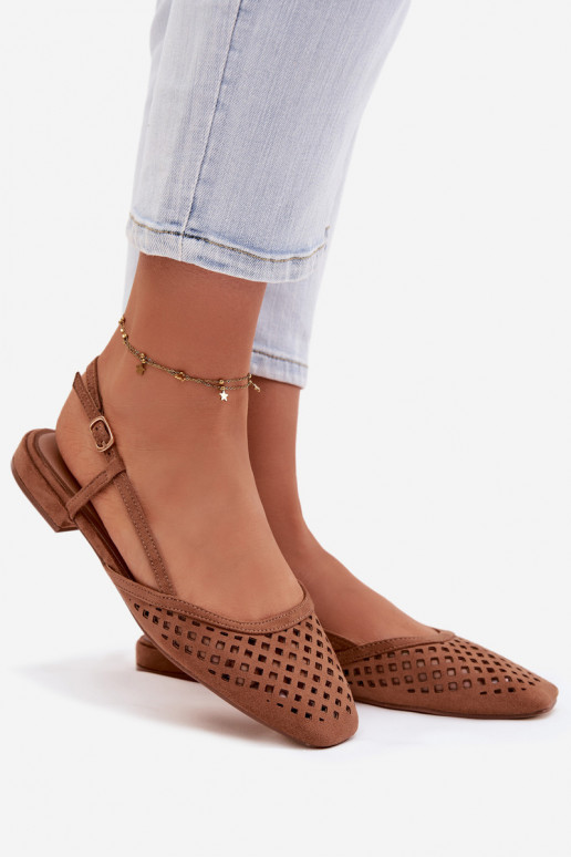 Ballerine traforatein ecopelle scamosciatau colore marrone Farivelle