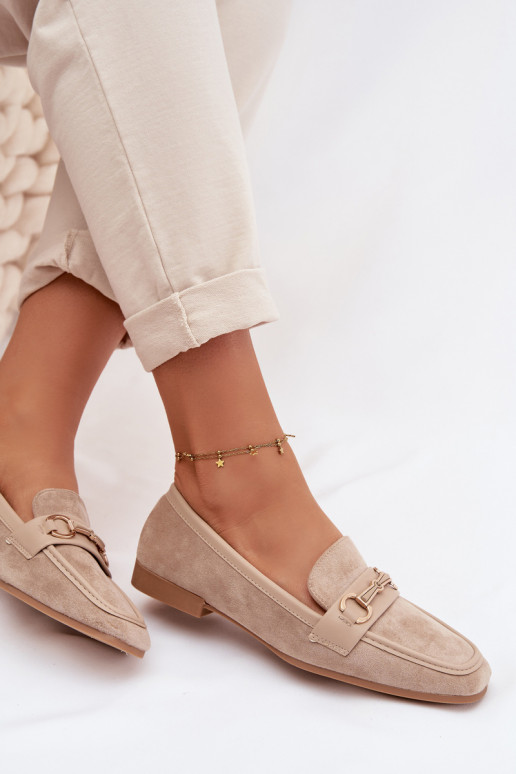 Mocassini mocassini da donna con ornamenti beige Palerina