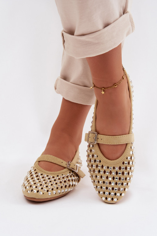 Ballerine Femminile con elementi traforati con gli occhi scintillanti I Strisceem colore giallo INilvessa