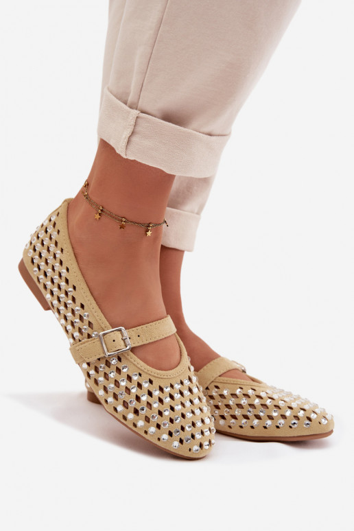 Ballerine Femminile con elementi traforati con gli occhi scintillanti I Strisceem colore giallo INilvessa