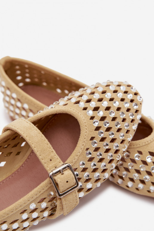 Ballerine Femminile con elementi traforati con gli occhi scintillanti I Strisceem colore giallo INilvessa