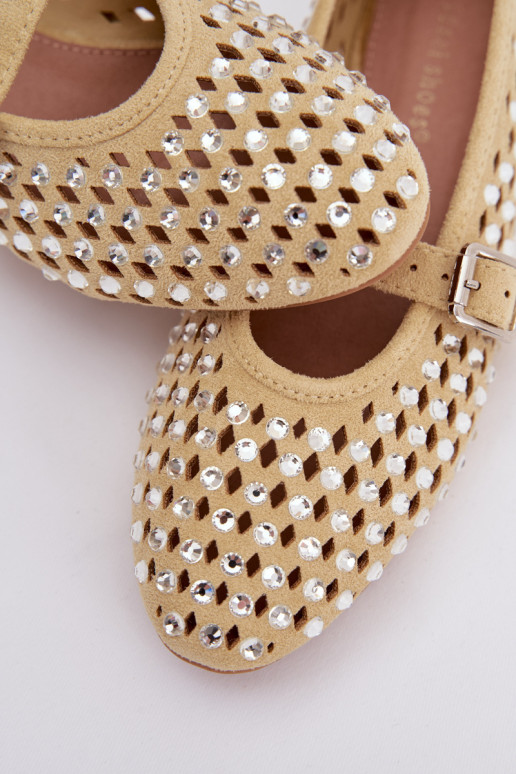 Ballerine Femminile con elementi traforati con gli occhi scintillanti I Strisceem colore giallo INilvessa