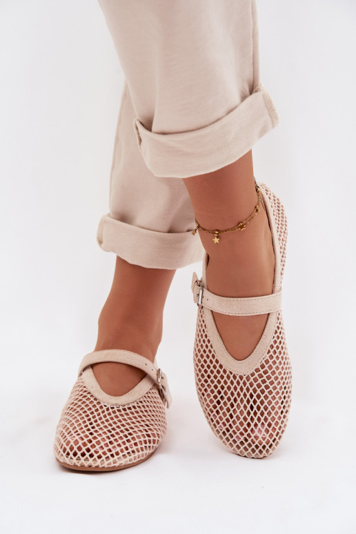 griglia Ballerine con cinghie colore avorio Pherina