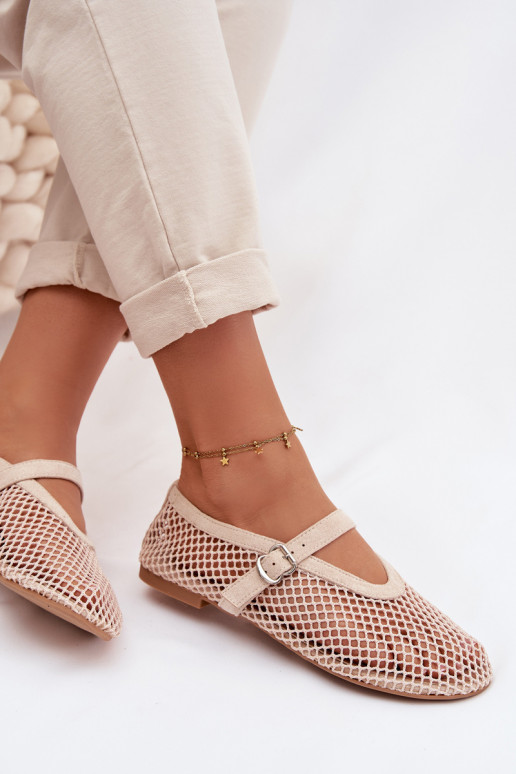 griglia Ballerine con cinghie colore avorio Pherina