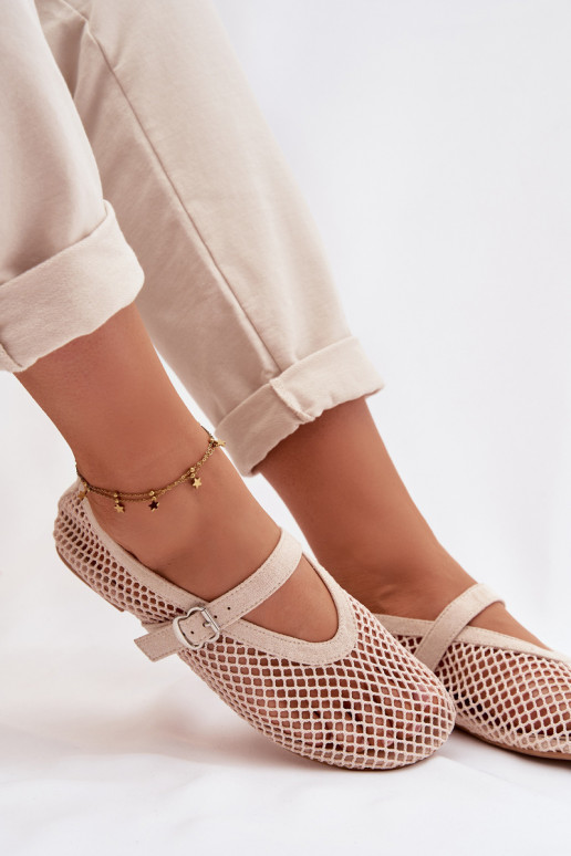 griglia Ballerine con cinghie colore avorio Pherina