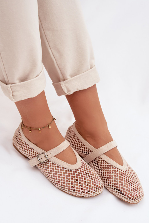 griglia Ballerine con cinghie colore avorio Pherina