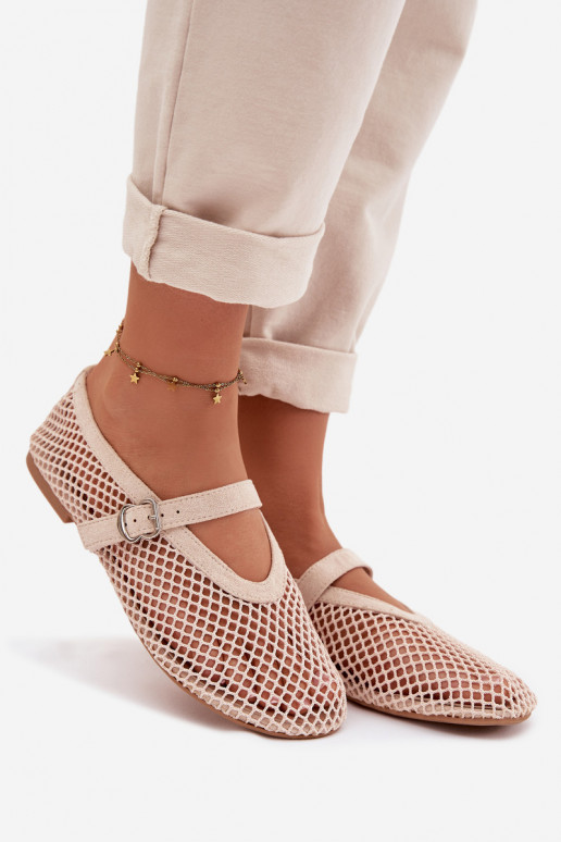 griglia Ballerine con cinghie colore avorio Pherina