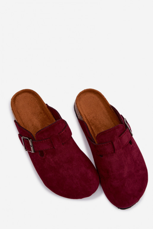 Pantofole Zoccoli Femminile con fibbie Borgogna Delirisse