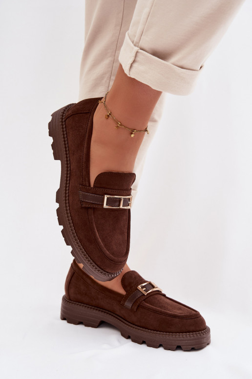 mocassini da donna con fibbie dorate CzekoladoAe Mirelva