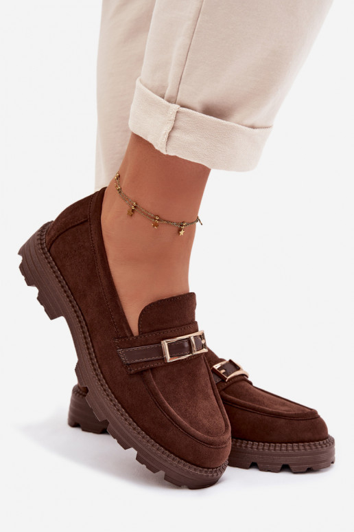 mocassini da donna con fibbie dorate CzekoladoAe Mirelva