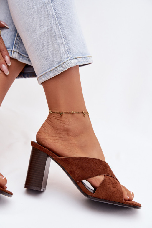 Pantofole da donna con i tacchi colore marrone Denessa