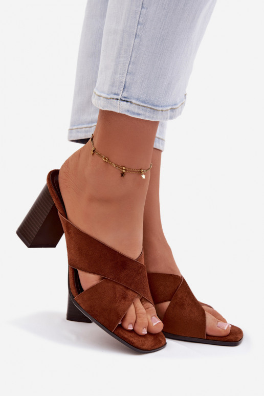 Pantofole da donna con i tacchi colore marrone Denessa