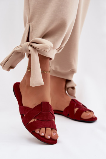 Pantofole piatte con fasce color bordeaux Pavelle