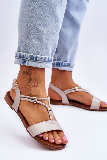 Sandali bassi da donna S.Barski KV-541-120 colore dorato 2