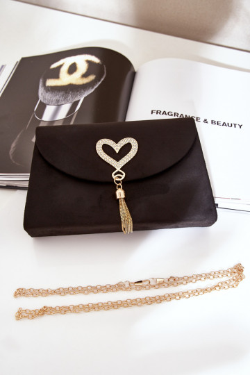 Palmare tipo di bBocca Con decorazioni con i cuorim in ecopelle scamosciataoAa nero Evilinas