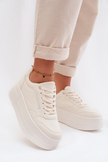 Scarpe modello sneakers Femminile con una piattaforma colore avorio Feressa