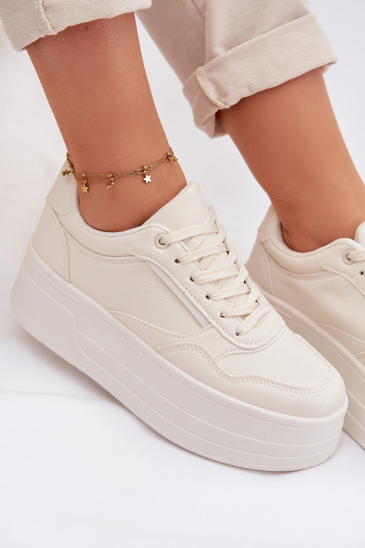 Scarpe modello sneakers Femminile con una piattaforma colore avorio Feressa