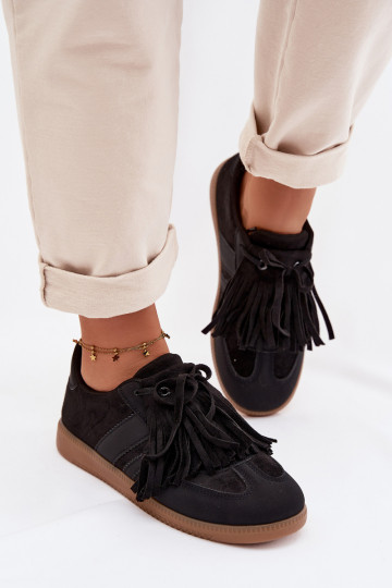 Sneakers da donna con frange, colore nero Dorivelle