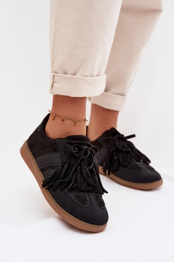 Sneakers da donna con frange, colore nero Dorivelle 2