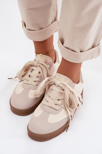 Scarpe modello sneakers Femminile Con decorazioni Detalem beige Kalirina