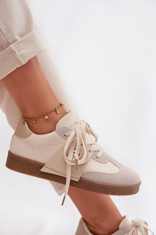 Scarpe modello sneakers Femminile Con decorazioni Detalem beige Kalirina
