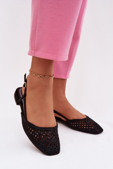 Ballerine traforate in suede sintetico, colore nero Farivelle