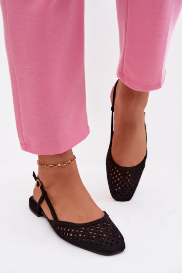 Ballerine traforate in suede sintetico, colore nero Farivelle 2